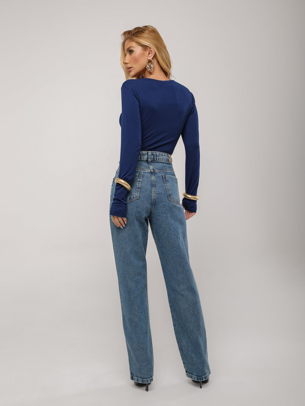 Calça reta passante duplo