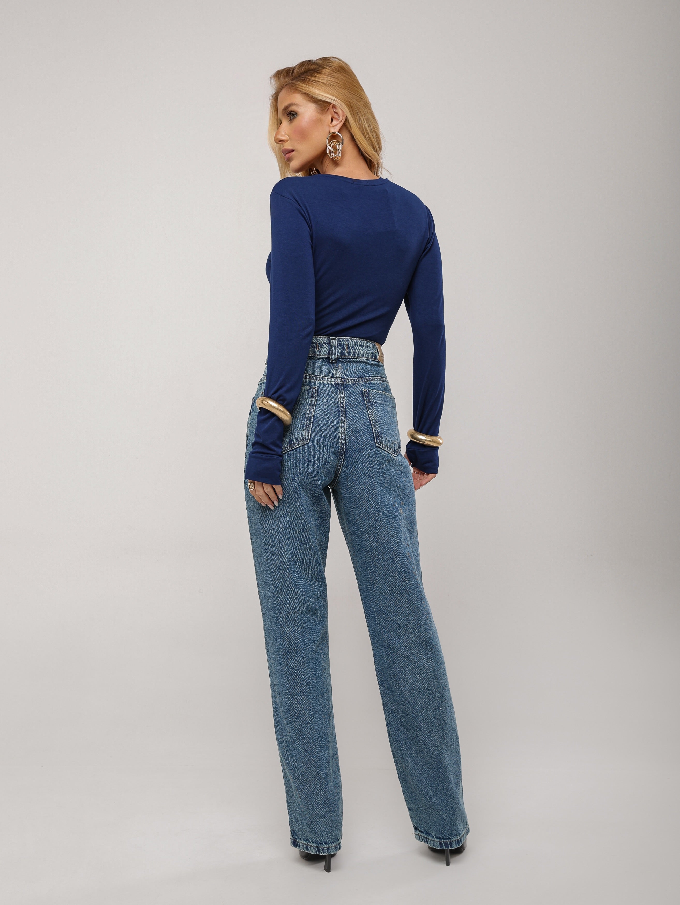 Calça reta passante duplo