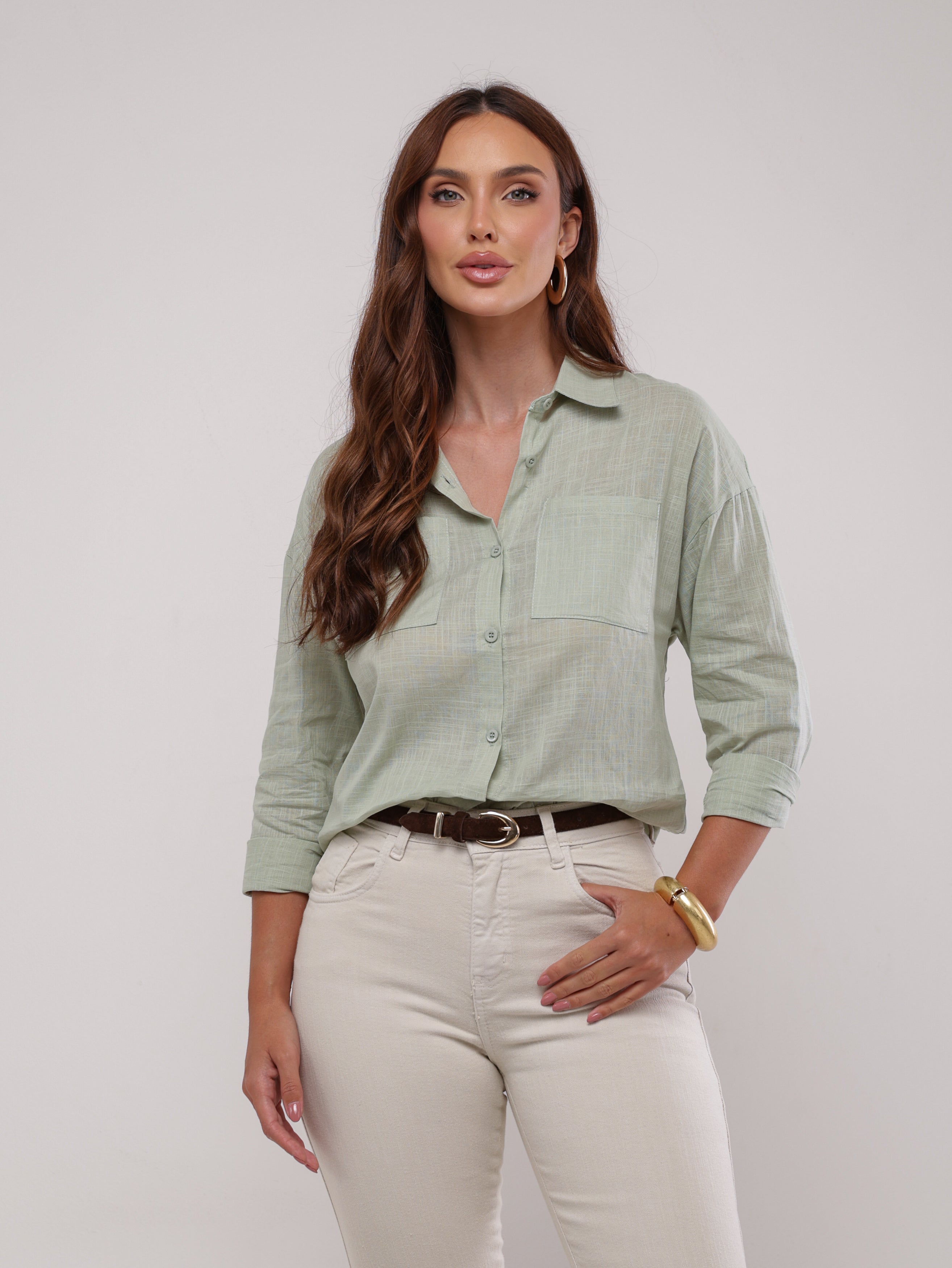 Camisa algodão com bolsos