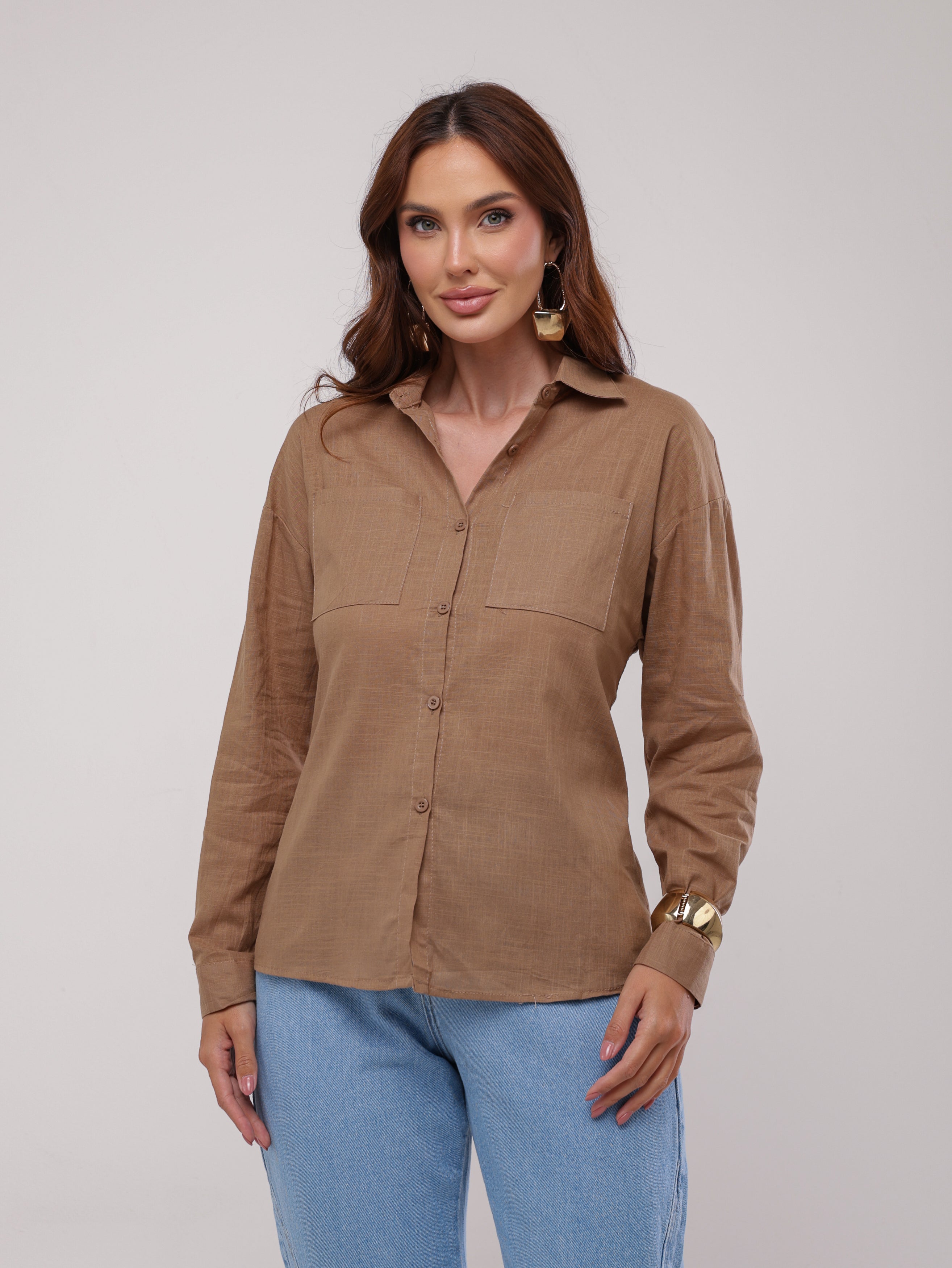 Camisa algodão com bolsos