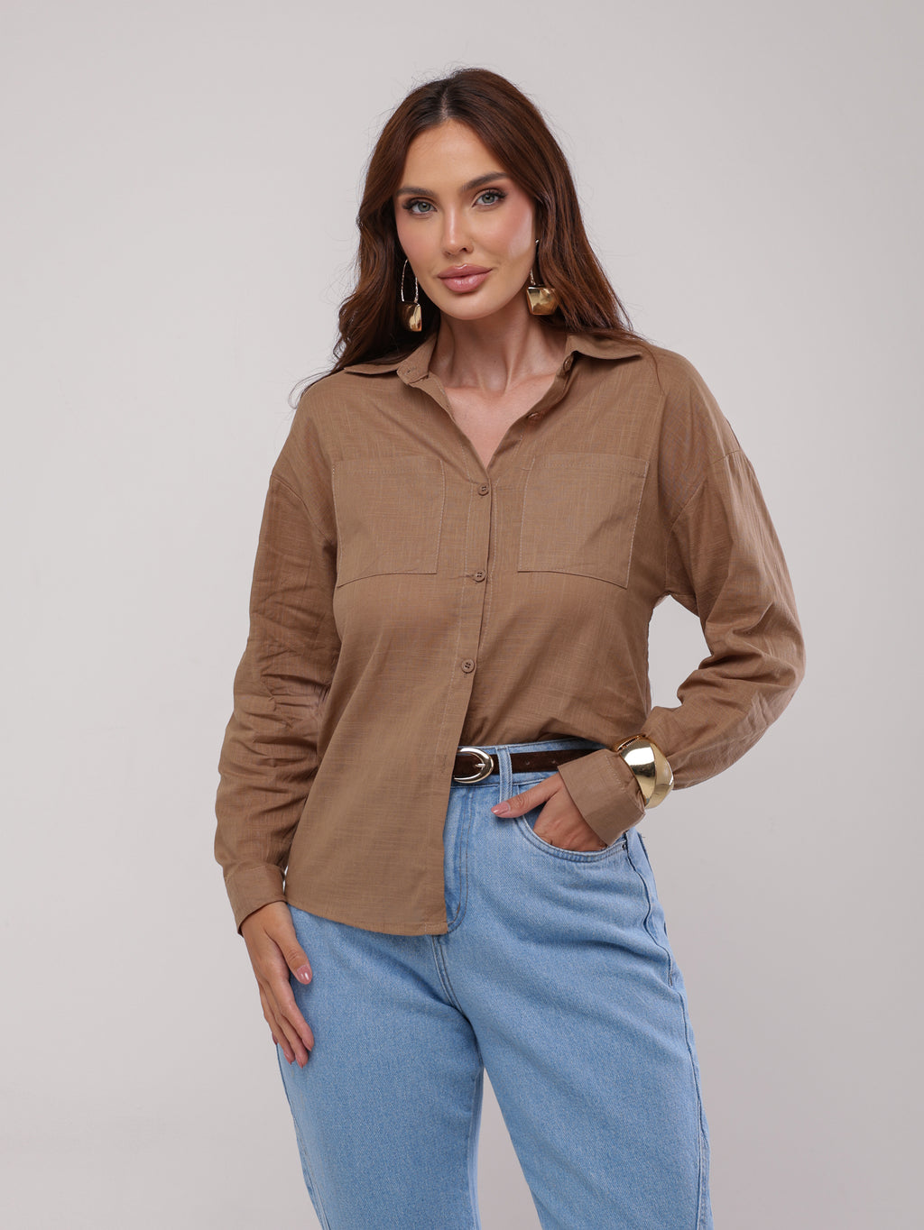 Camisa algodão com bolsos