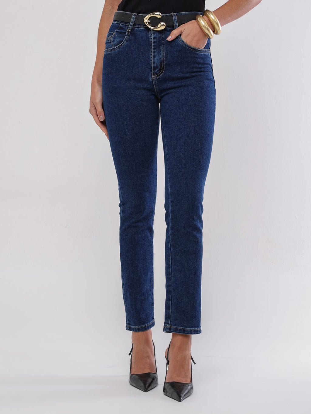 Calça reta Jeans lycra