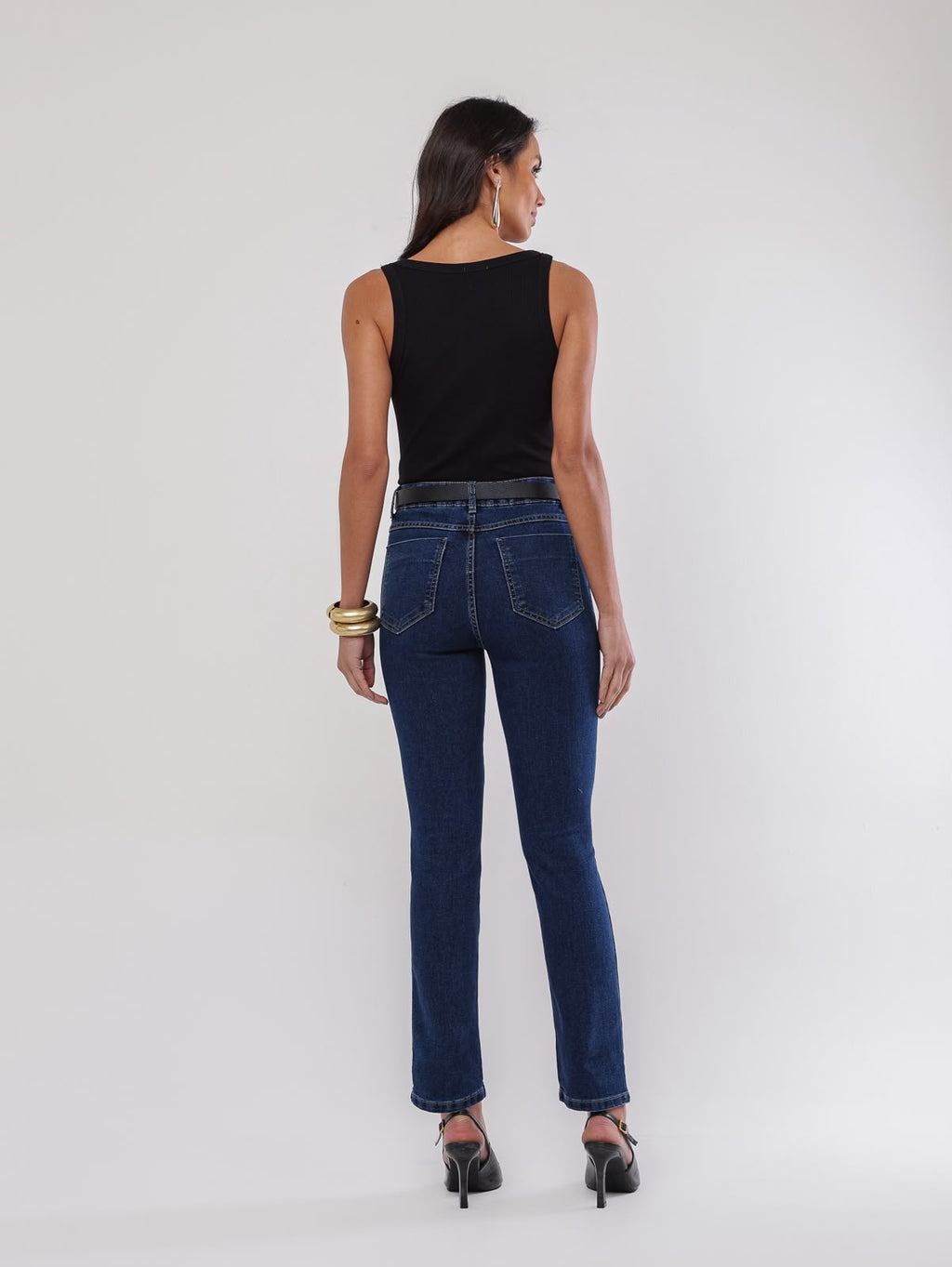 Calça reta Jeans lycra