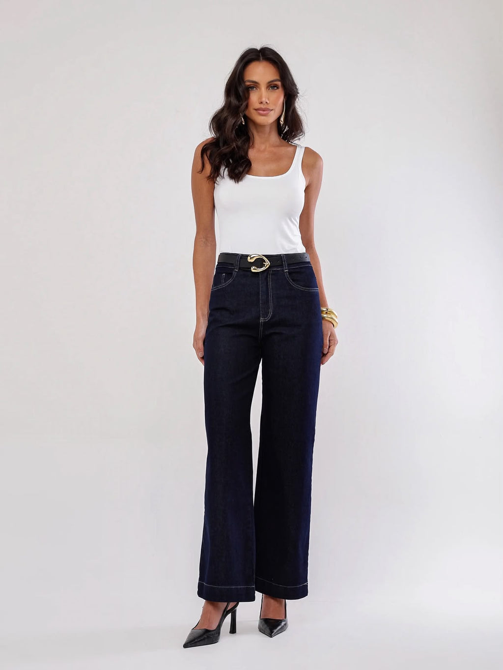 Calça wide leg amaciada