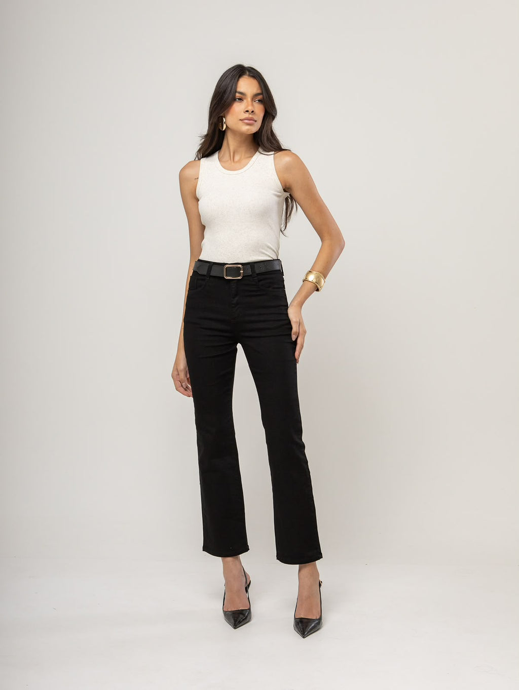 Calça reta color com lycra
