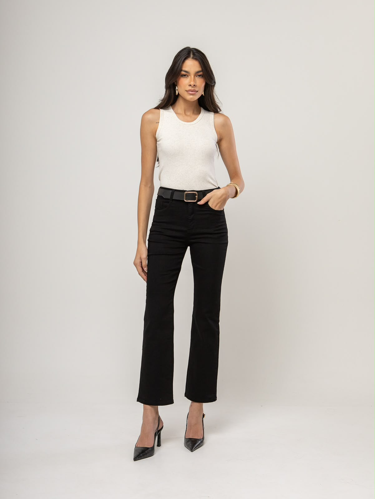Calça reta color com lycra