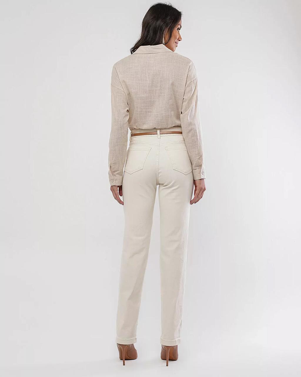 Calça reta natural lycra