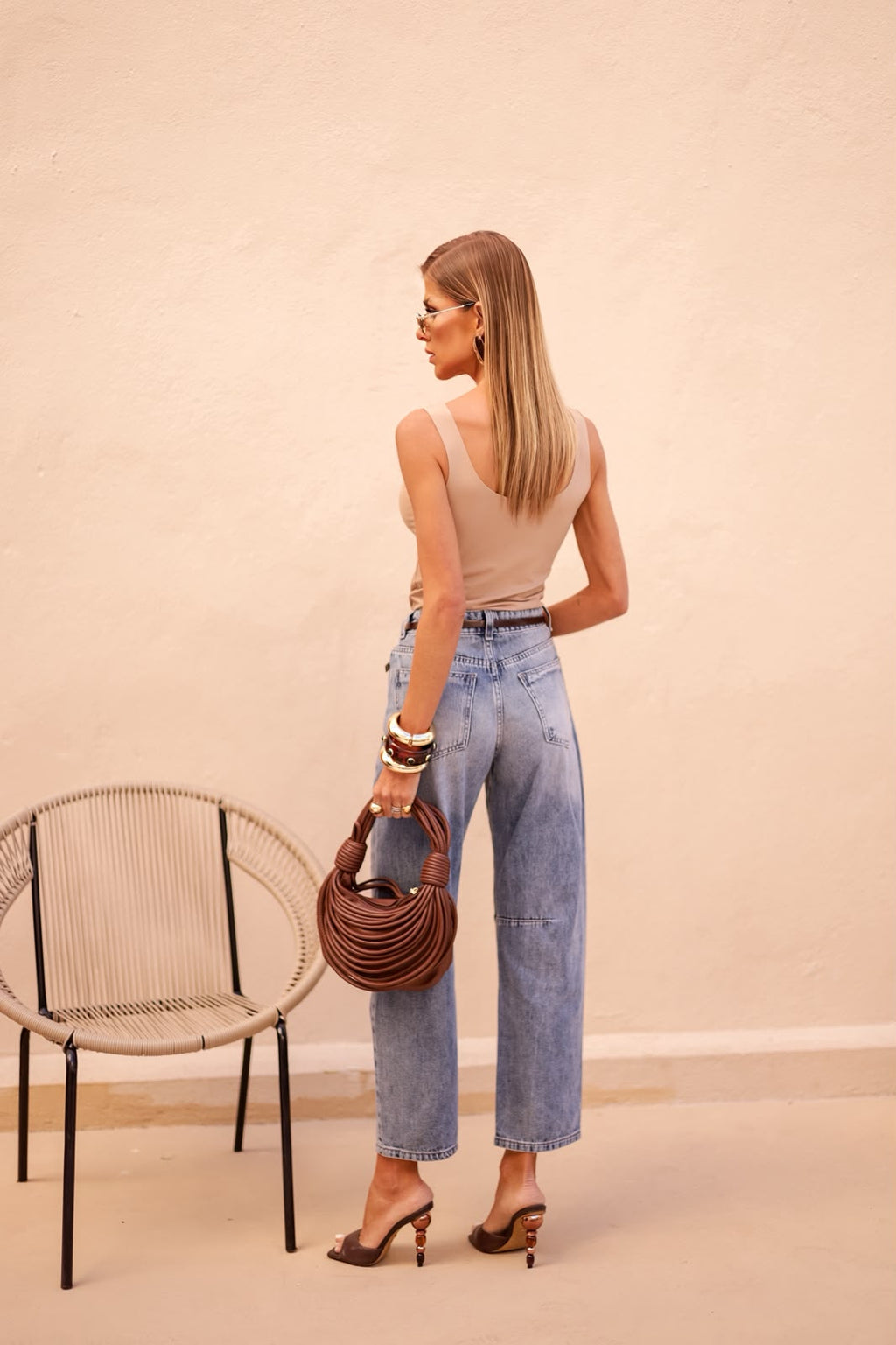 Calça barrel jeans