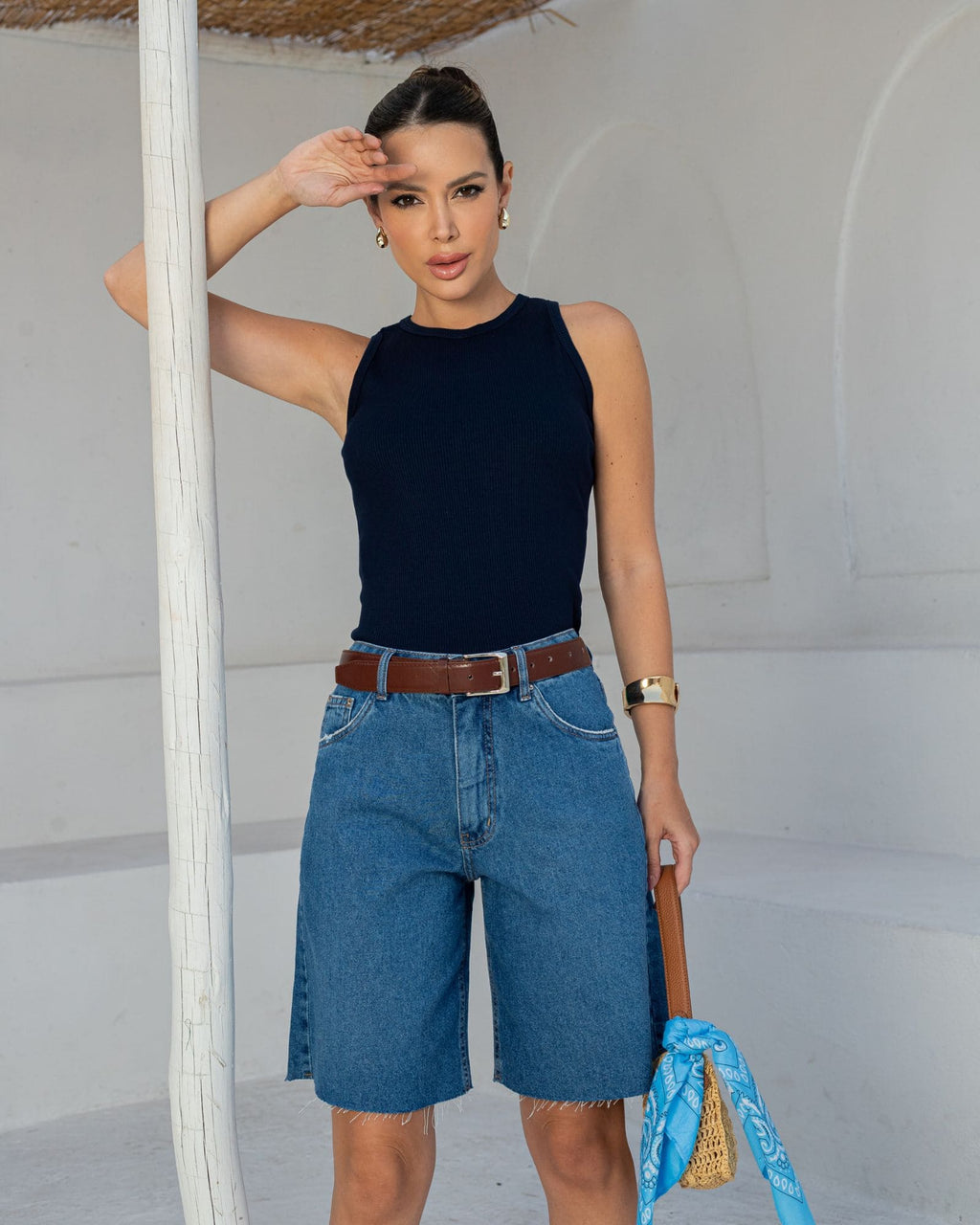 Bermuda Jeans Barra a Fio