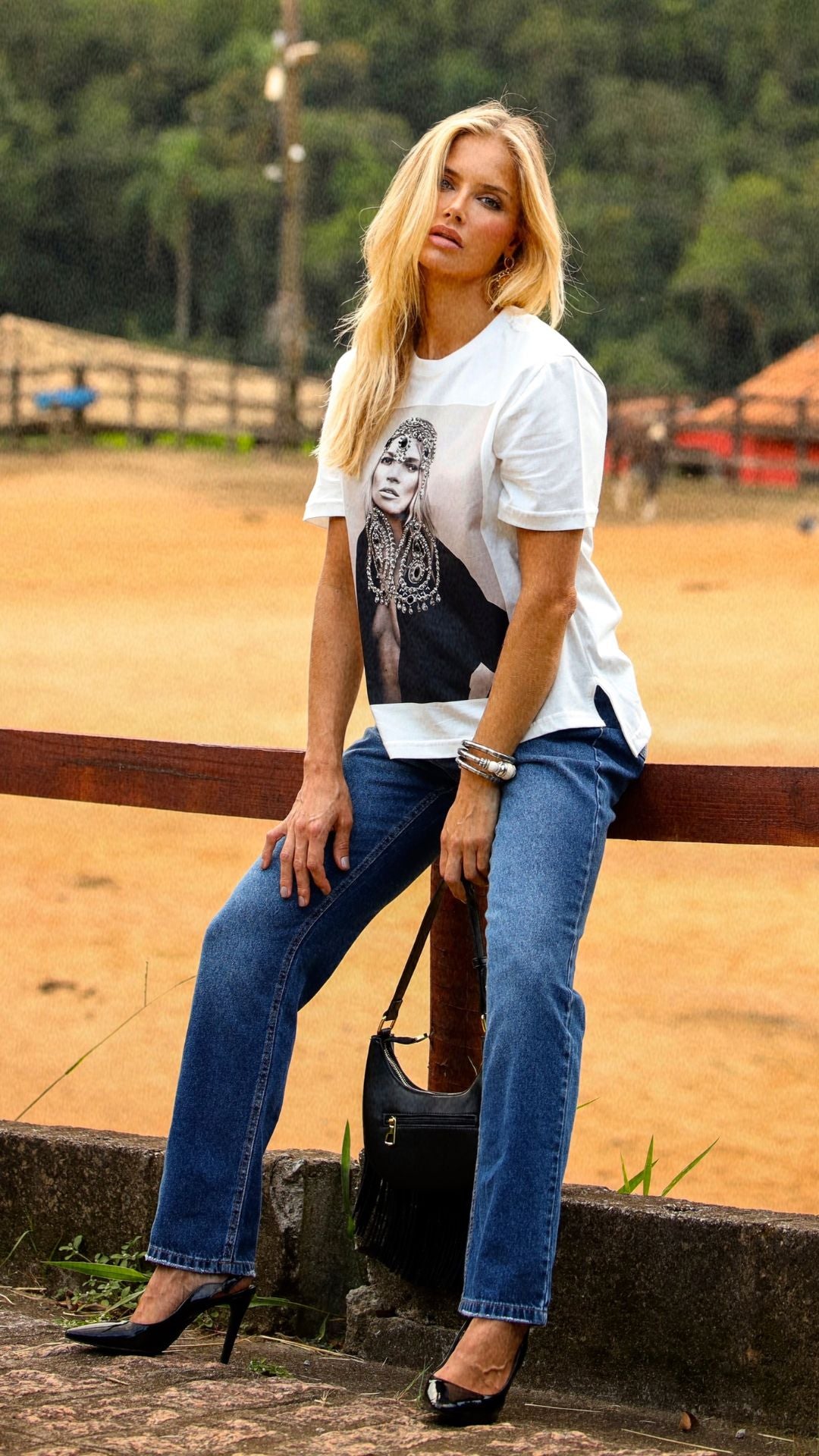 T-Shirt KM Strass - Branca