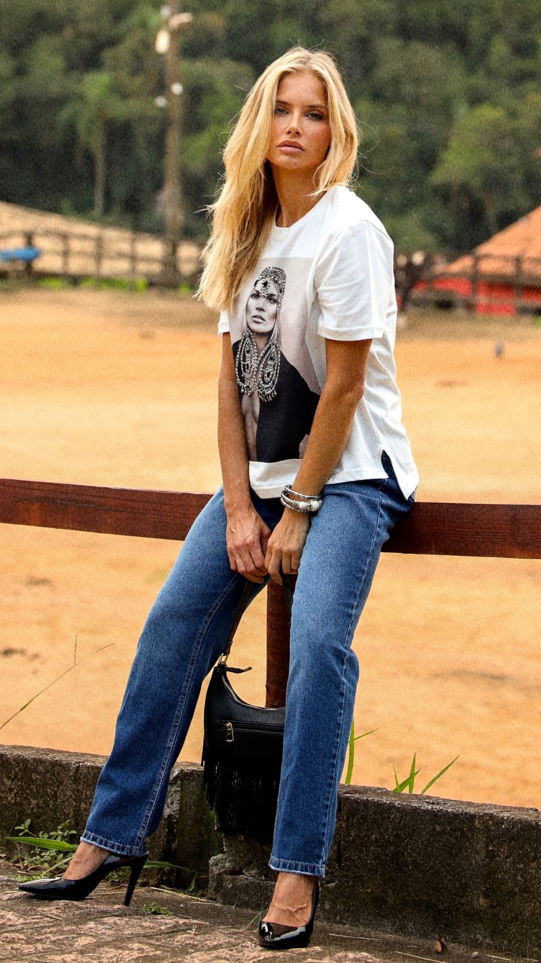 T-Shirt KM Strass - Branca