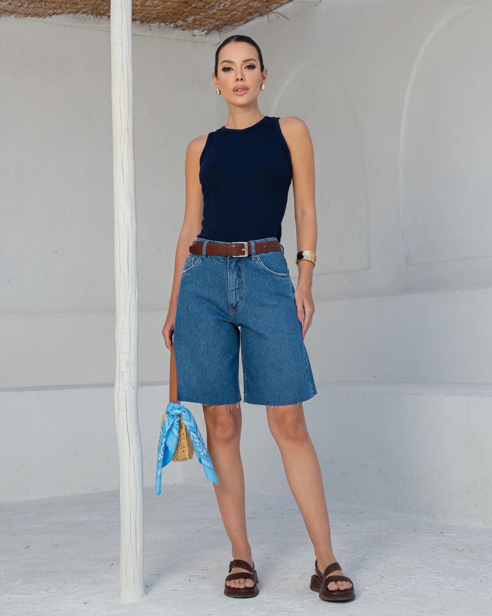 Bermuda Jeans Barra a Fio