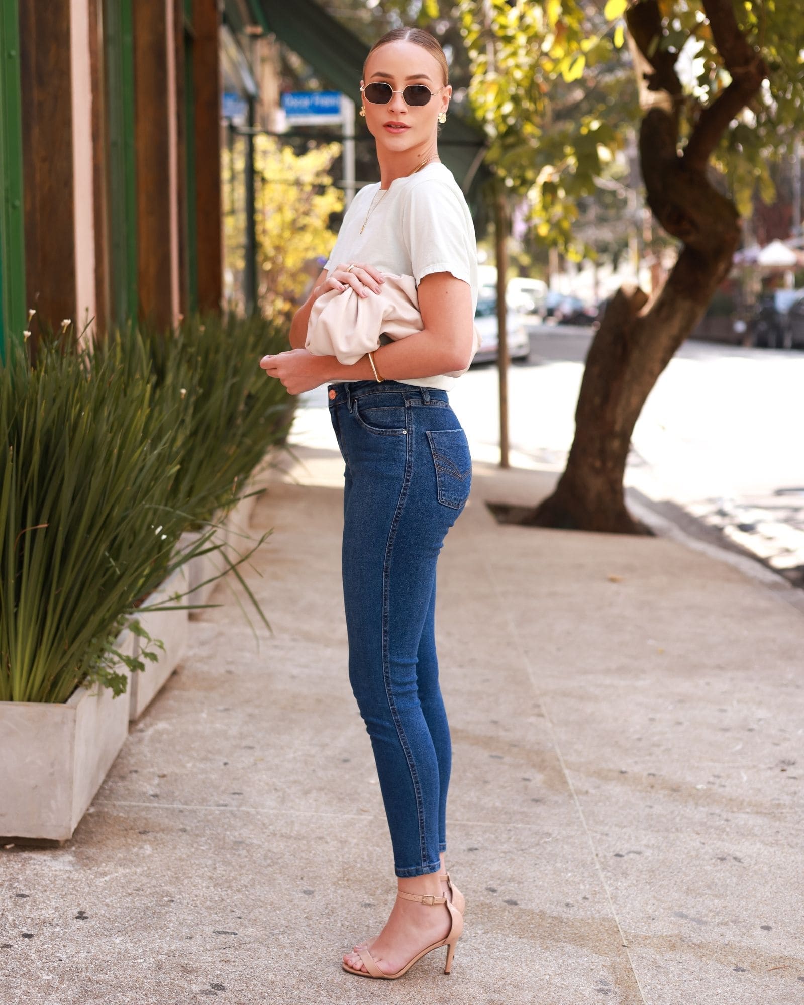 Calça Skinny Jeans com Lavagem Escura